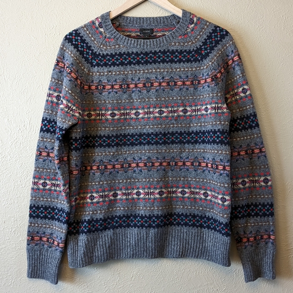 J. Crew Other - J. Crew Grey Lambswool Fair Isle Pullover Sweater Size S